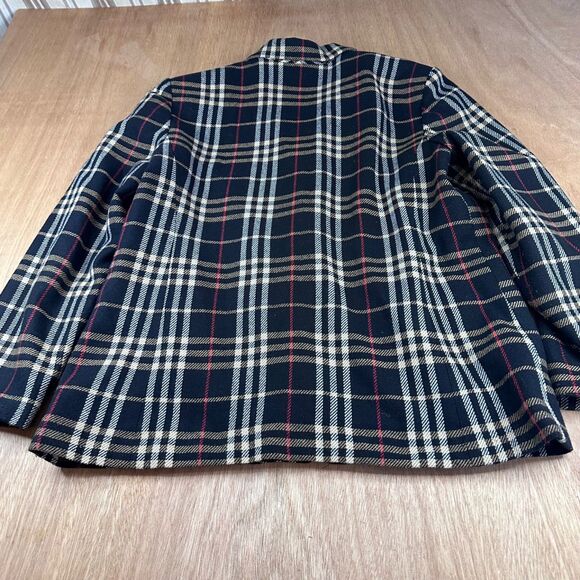 Requirements Plaid Zip Front Jacket Black Tan Red Women’s 14 - Picture 2 of 3